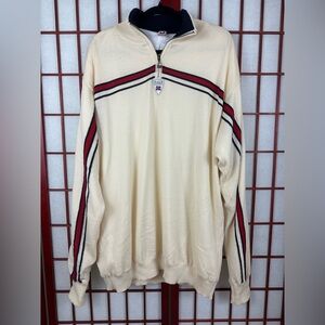 Dale of Norway Sapporo Men’s Quarter Zip Sweater Pullover Wool Cream and Red